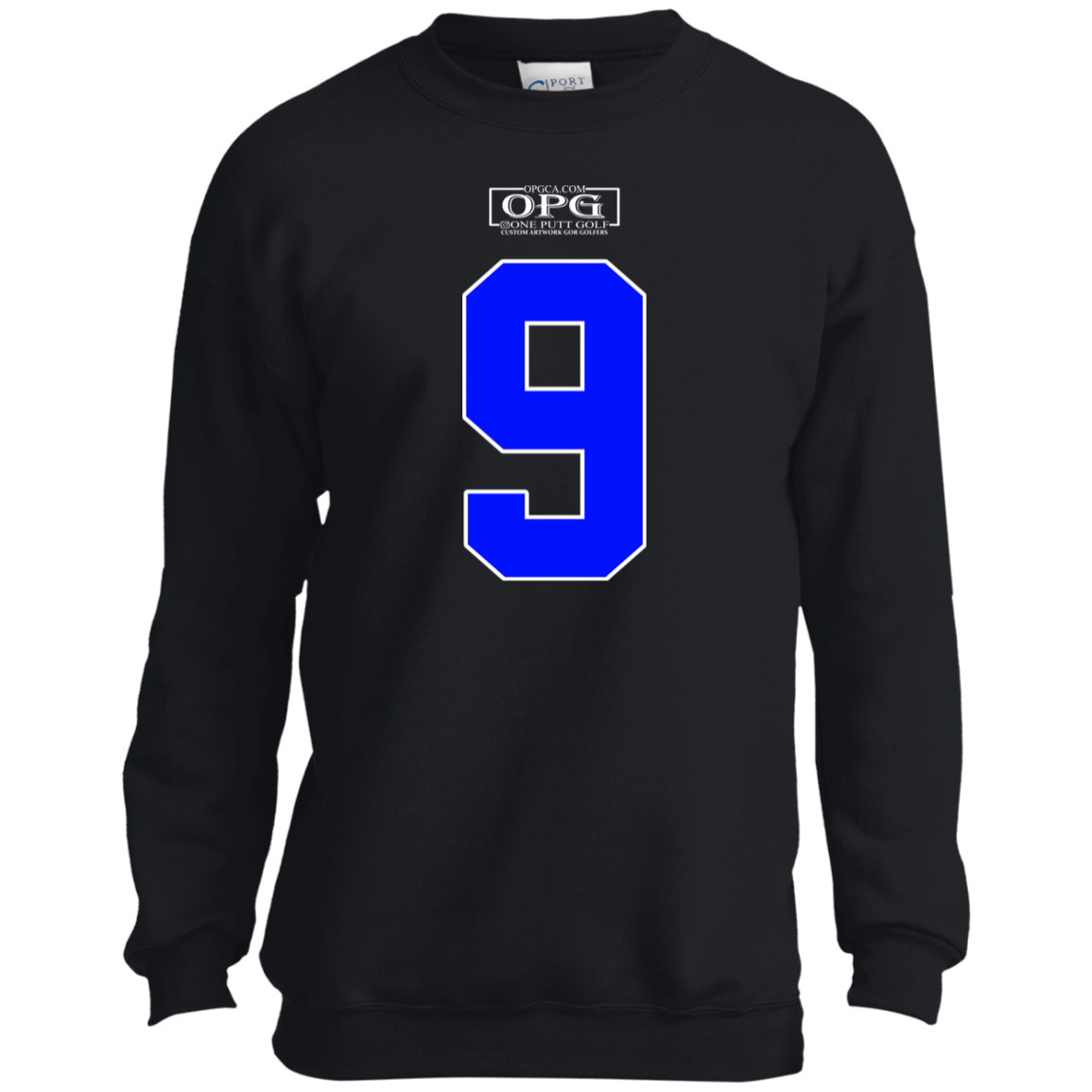 OPG Custom Design #17. Back 9. Youth Crewneck Sweatshirt