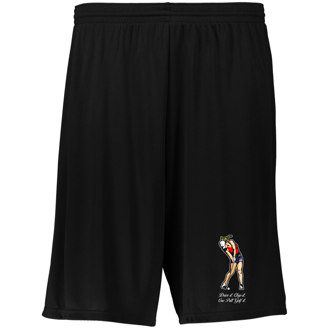 OPG Custom Design #9. Drive it. Chip it. One Putt Golf It. Golf So. Cal. Moisture-Wicking 9 inch Inseam Training Shorts