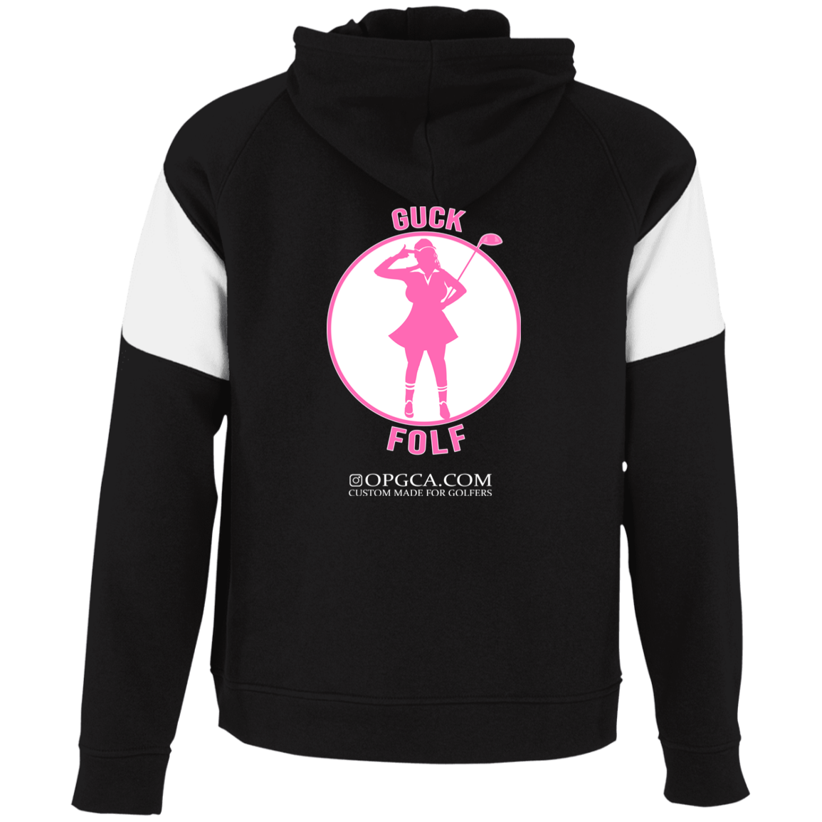 OPG Custom Design #19. GUCK FOLF. Female Edition. Colorblock Fleece Hoodie