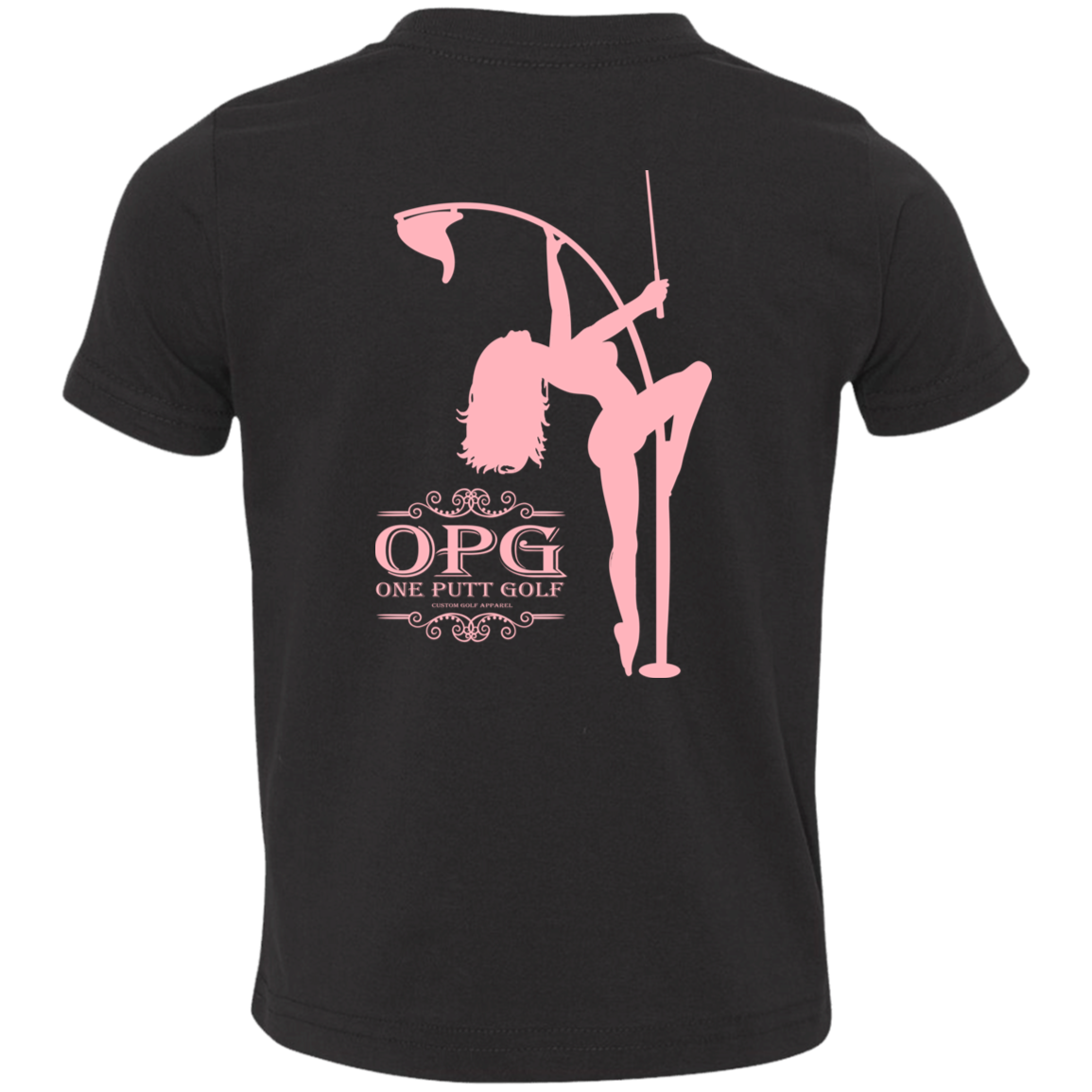 OPG Custom Design #10. Lady on Front / Flag Pole Dancer On Back. Toddlers' Cotton T-Shirt