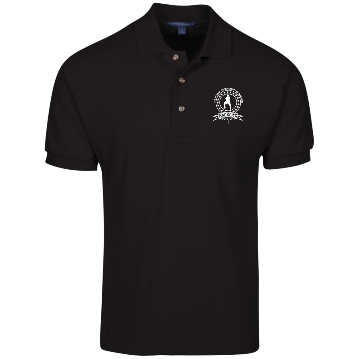 OPG Custom Design #20. 1st Annual Hackers Golf Tournament. 100% Ring Spun Combed Cotton Polo