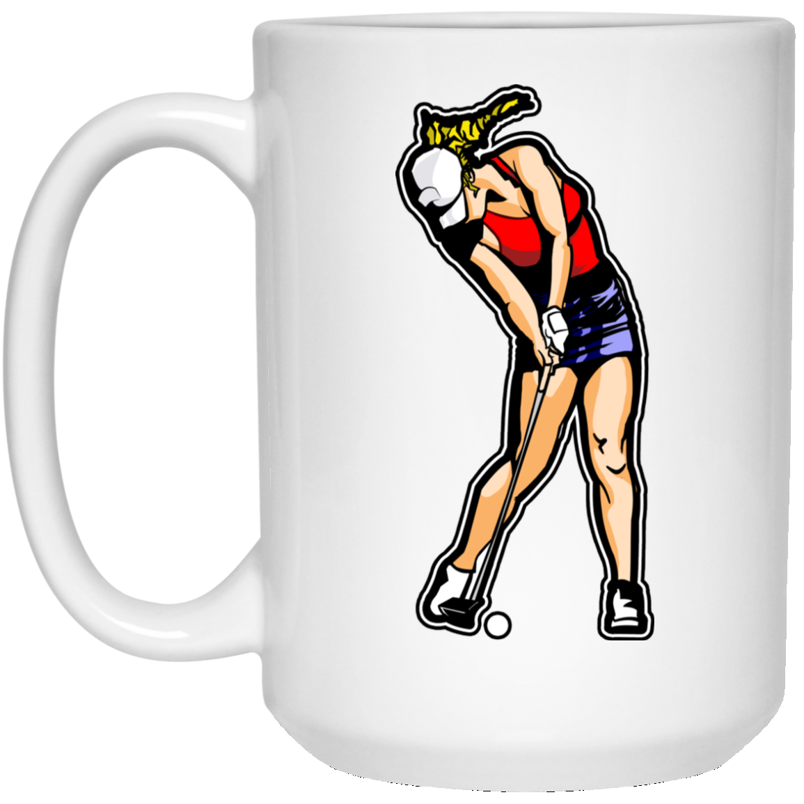 OPG Custom Design #3. Drive like a girl. Golf. 15 oz. White Mug