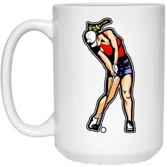 OPG Custom Design #3. Drive like a girl. Golf. 15 oz. White Mug