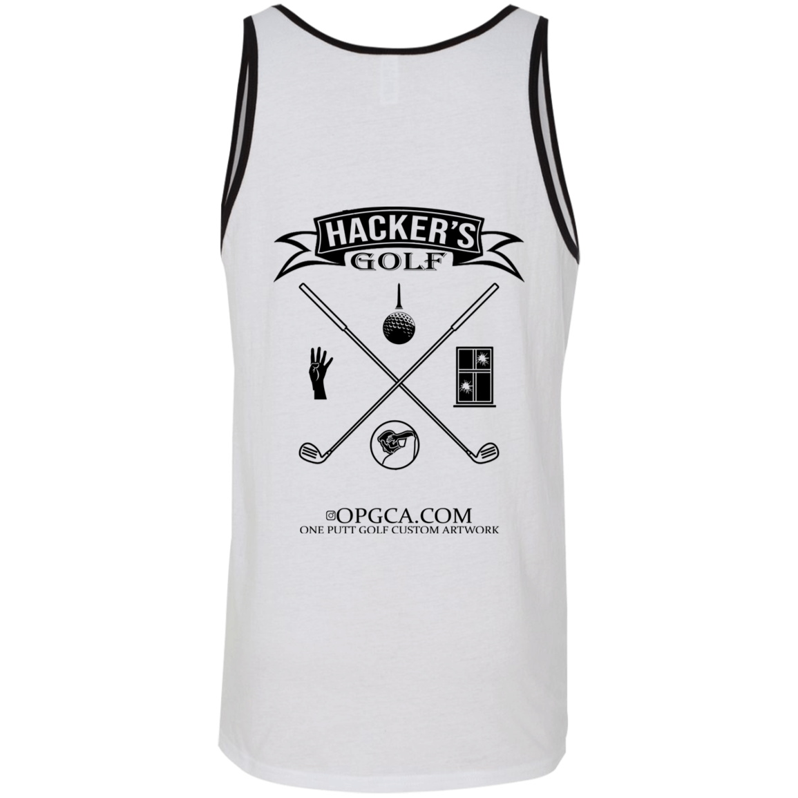 OPG Custom Design #20. 1st Annual Hackers Golf Tournament. 2 Tone Tank 100% Combed and Ringspun Cotton