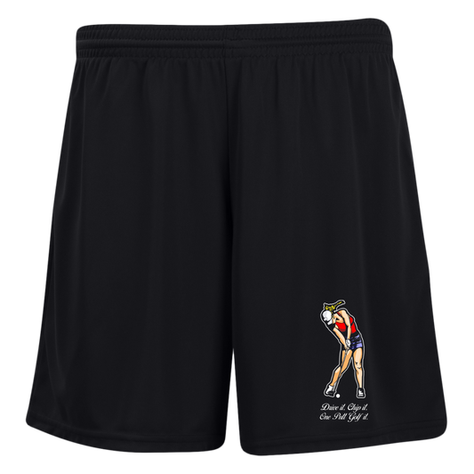 OPG Custom Design #9. Drive it. Chip it. One Putt Golf It. Golf So. Cal. Ladies' Moisture-Wicking 7 inch Inseam Training Shorts