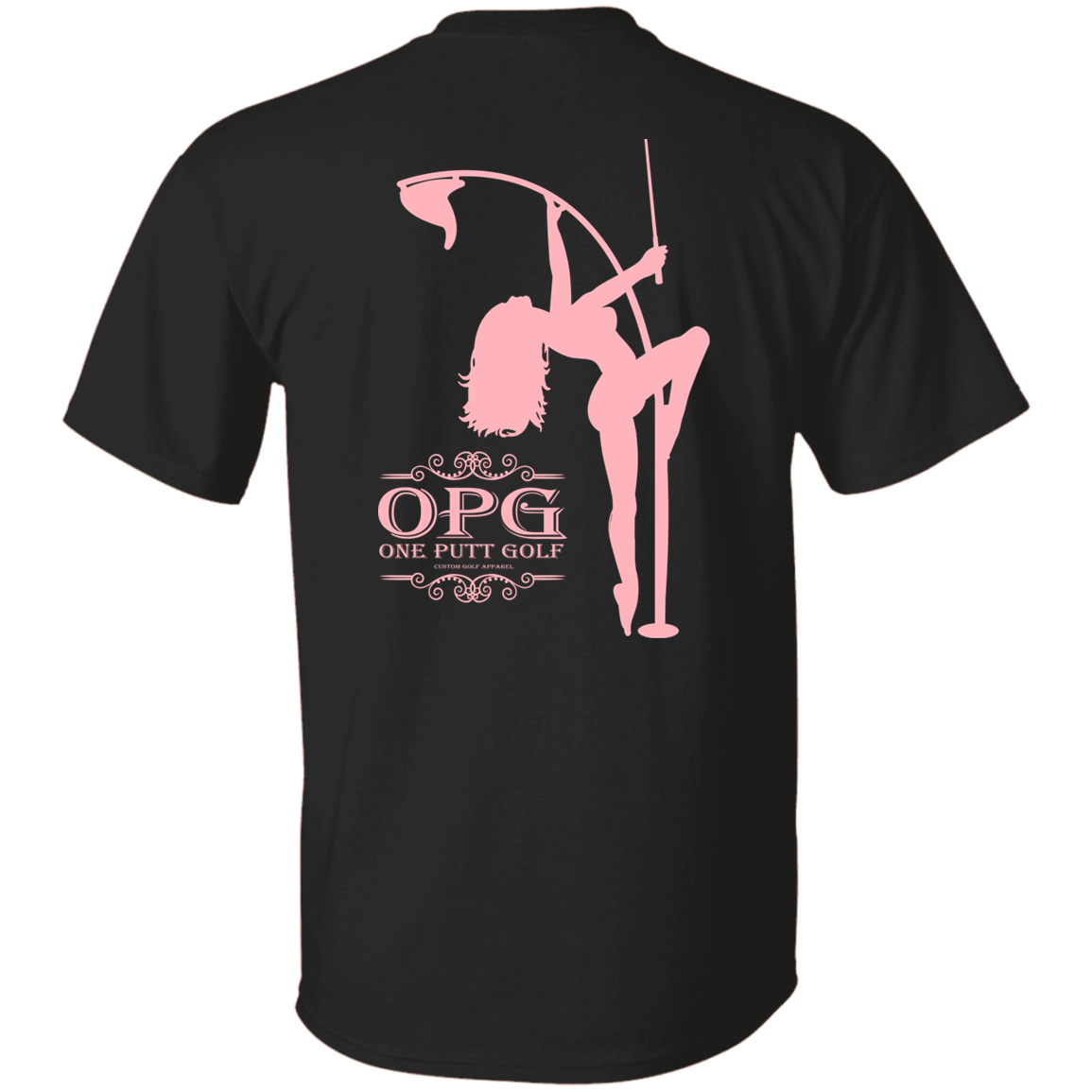 OPG Custom Design #10. Lady on Front / Flag Pole Dancer On Back. Youth 100% Cotton T-Shirt