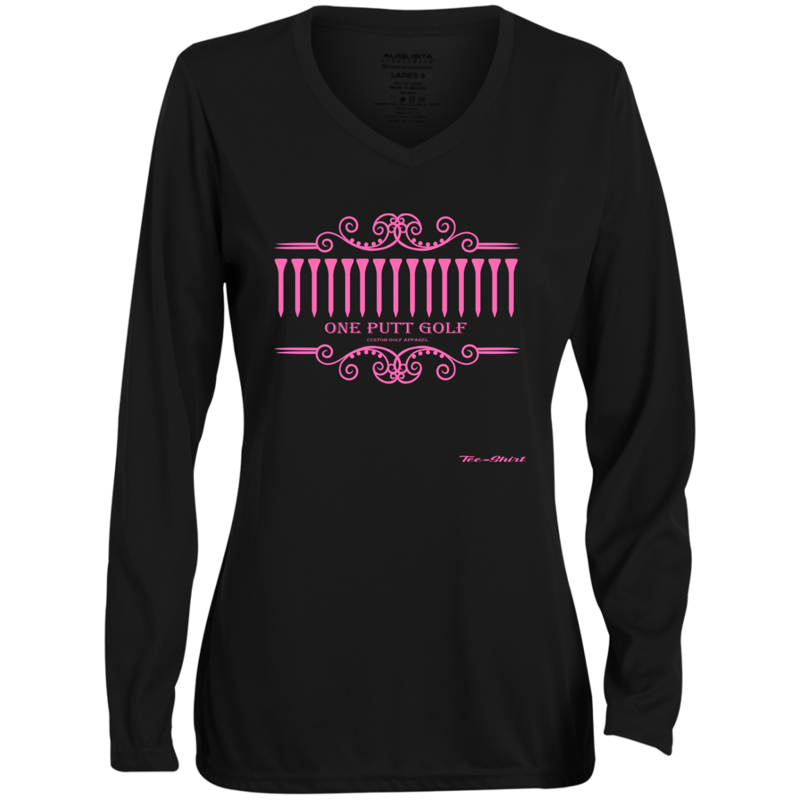 OPG Custom Design #5. Golf Tee-Shirt. Golf Humor. Ladies' Moisture-Wicking Long Sleeve V-Neck Tee