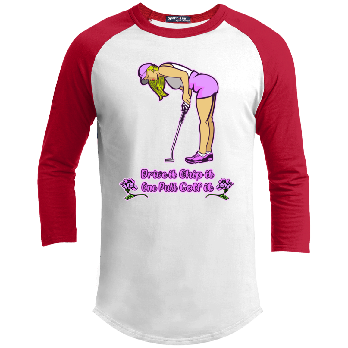 OPG Custom Design #5. Golf Tee-Shirt. Golf Humor. Youth 3/4 Raglan Sleeve Shirt