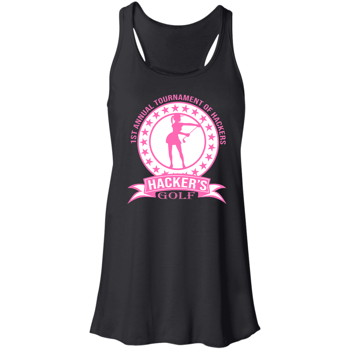 ZZZ#20 OPG Custom Design. 1st Annual Hackers Golf Tournament. Ladies Edition. Flowy Racerback Tank