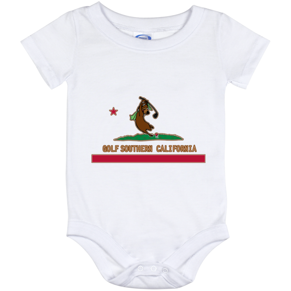 OPG Custom Design #15. Golf Southern California with Yogi Bear Fan Art. Baby Onesie 12 Month