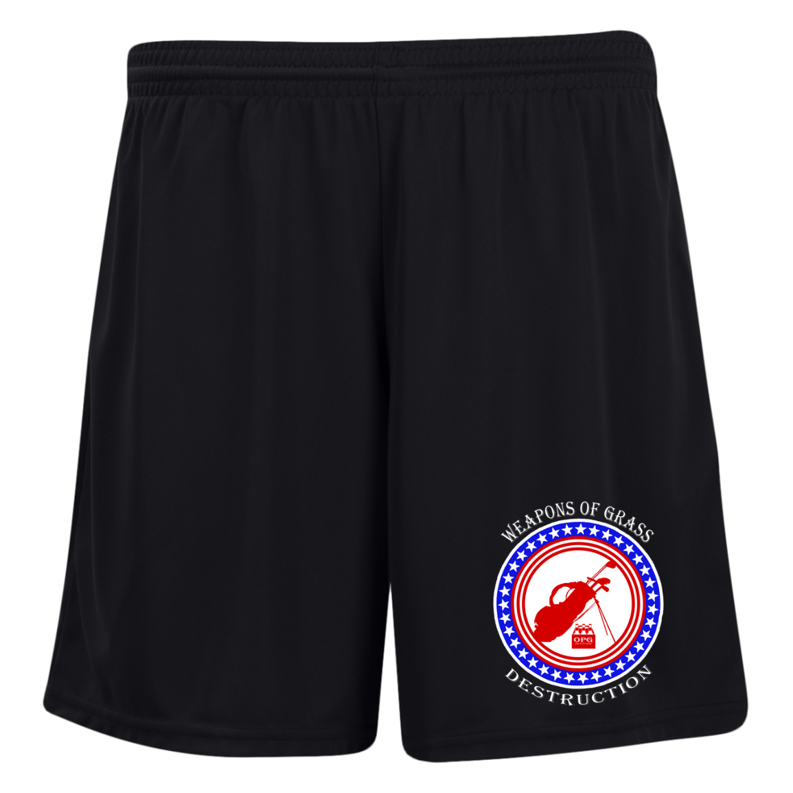 OPG Custom Design #18. Weapons of Grass Destruction. Ladies' Moisture-Wicking 7 inch Inseam Training Shorts