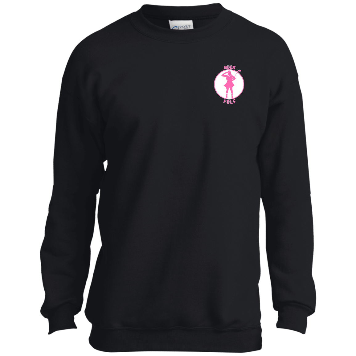 OPG Custom Design #19. GUCK FOLF. Female Edition. Youth Crewneck Sweatshirt