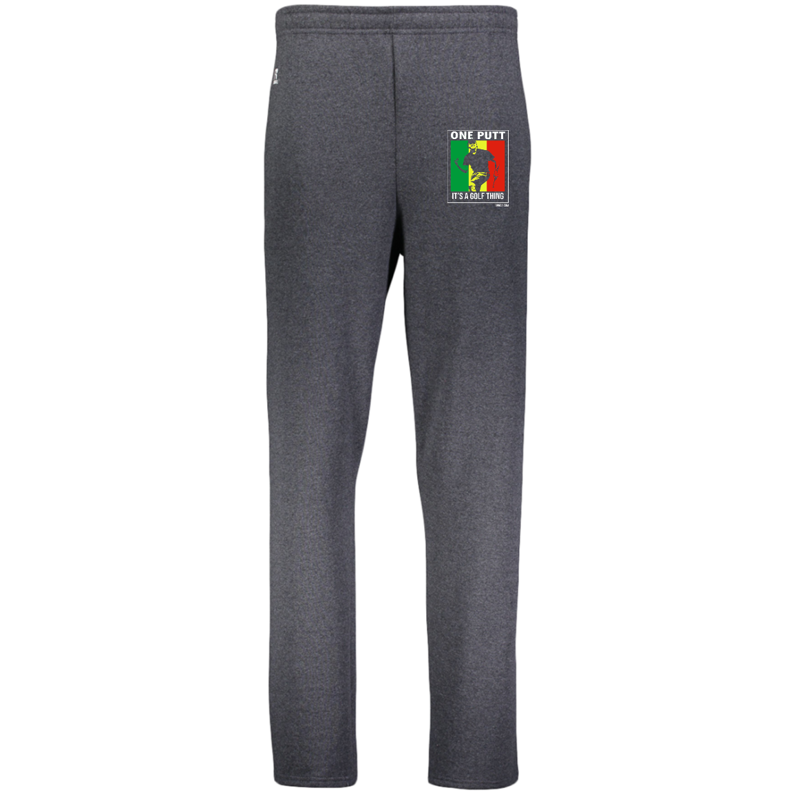 OPG Custom Design #22. One Putt / One Love Parody with Fan Art. Male Edition. Dri-Power Open Bottom Pocket Sweatpants