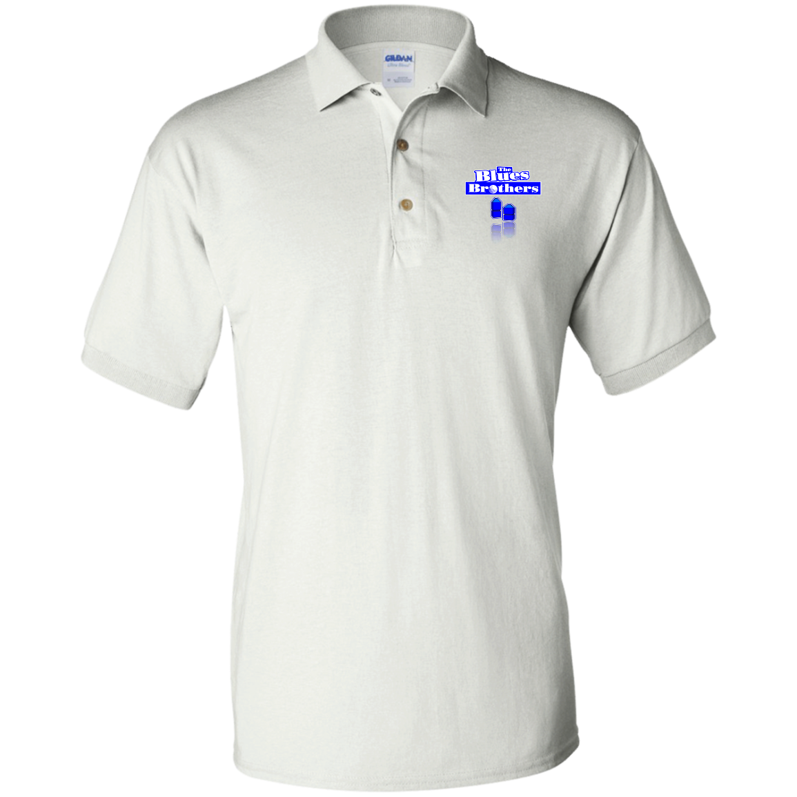 OPG Custom Design #3. Blue Tees Blues Brothers Fan Art. Jersey Polo Shirt