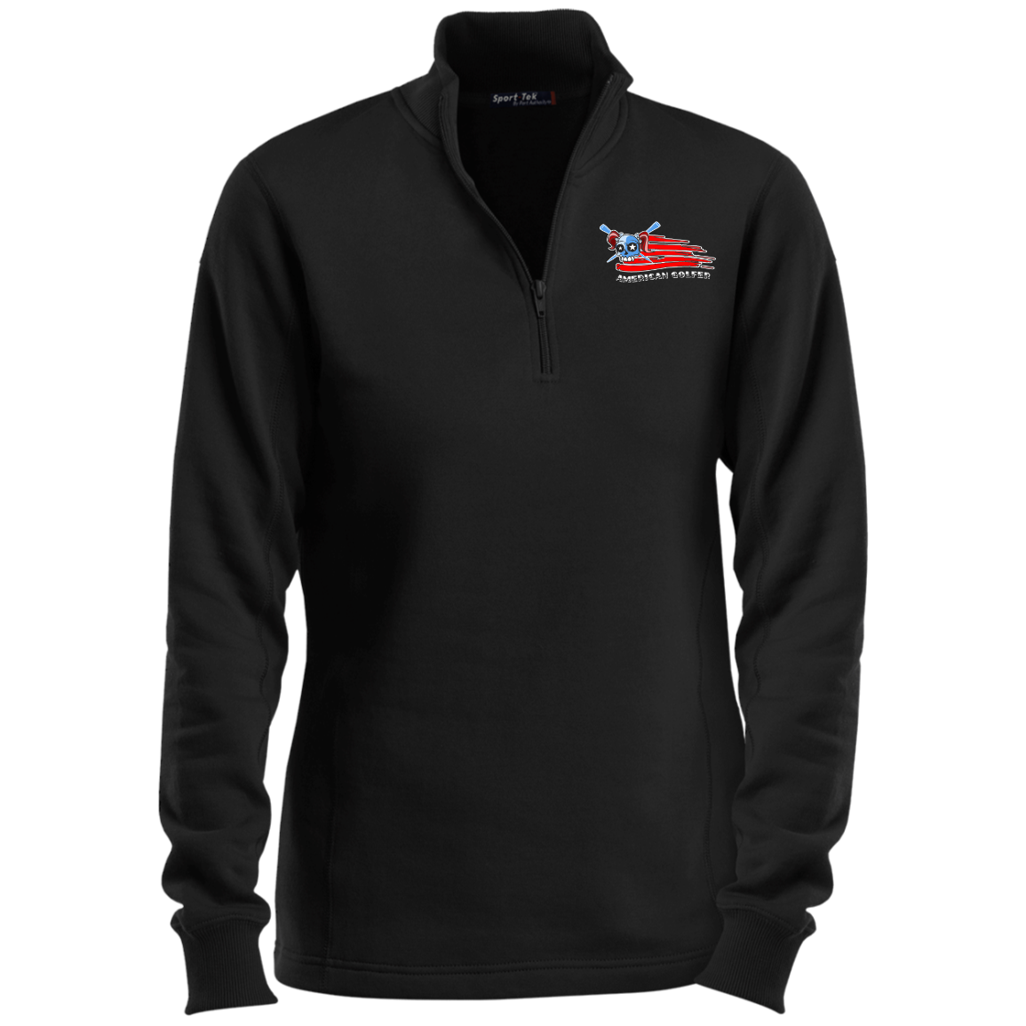 OPG Custom Design #12. American Golfer. Female Edition. Ladies 1/4 Zip Sweatshirt