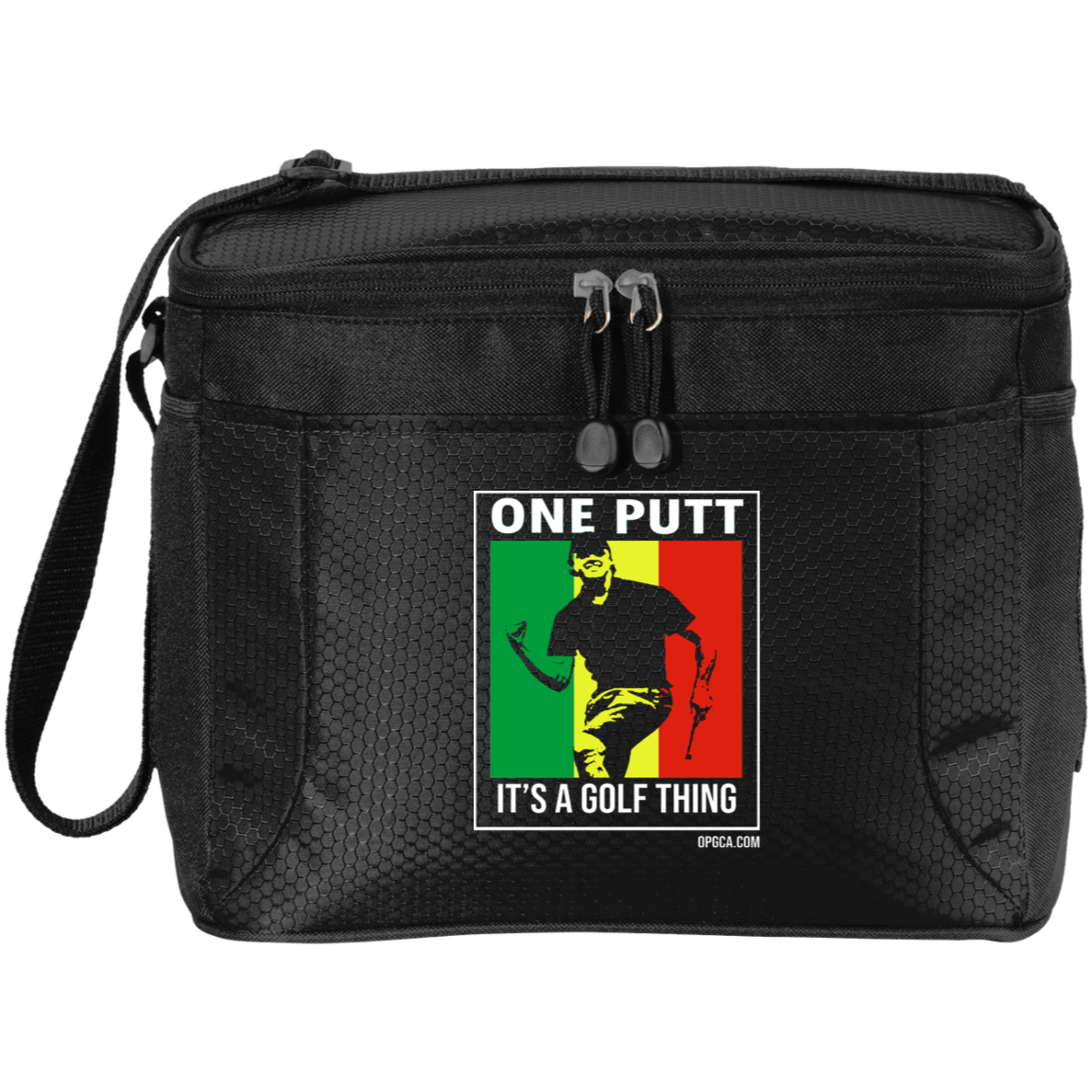 OPG Custom Design #22. One Putt / One Love Parody with Fan Art. Male Edition. 12-Pack Cooler