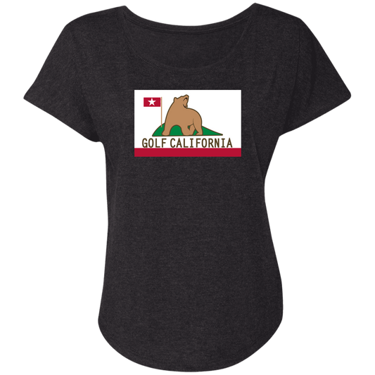 OPG Custom Design #14. Golf California. California State Flag. Ladies' Triblend Dolman Sleeve