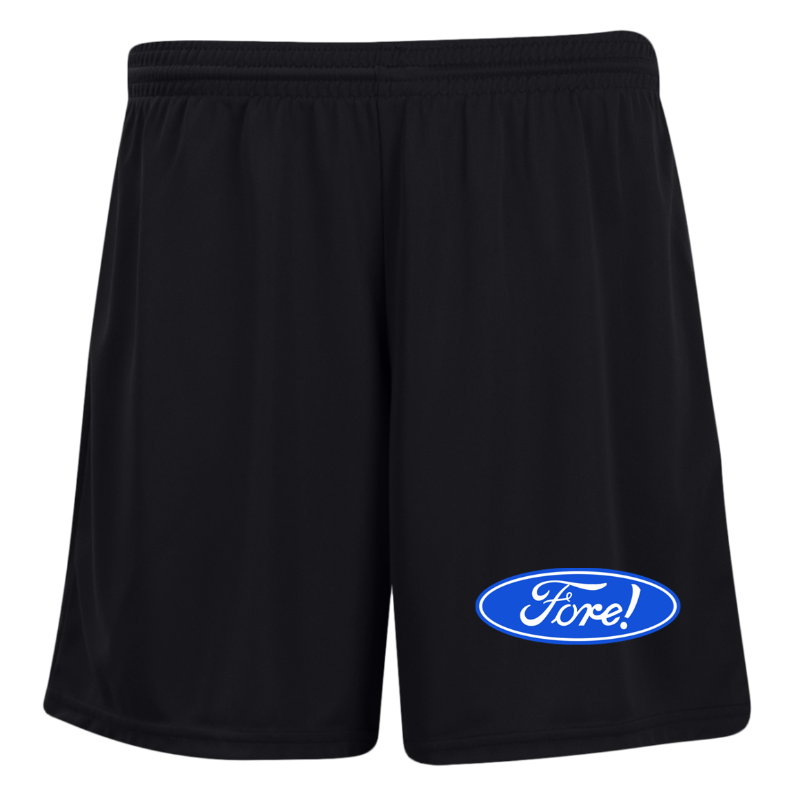 OPG Custom Design #11. Fore! Ford Parody. Ladies' Moisture-Wicking 7 inch Inseam Training Shorts