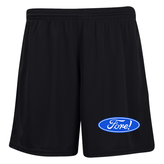 OPG Custom Design #11. Fore! Ford Parody. Ladies' Moisture-Wicking 7 inch Inseam Training Shorts