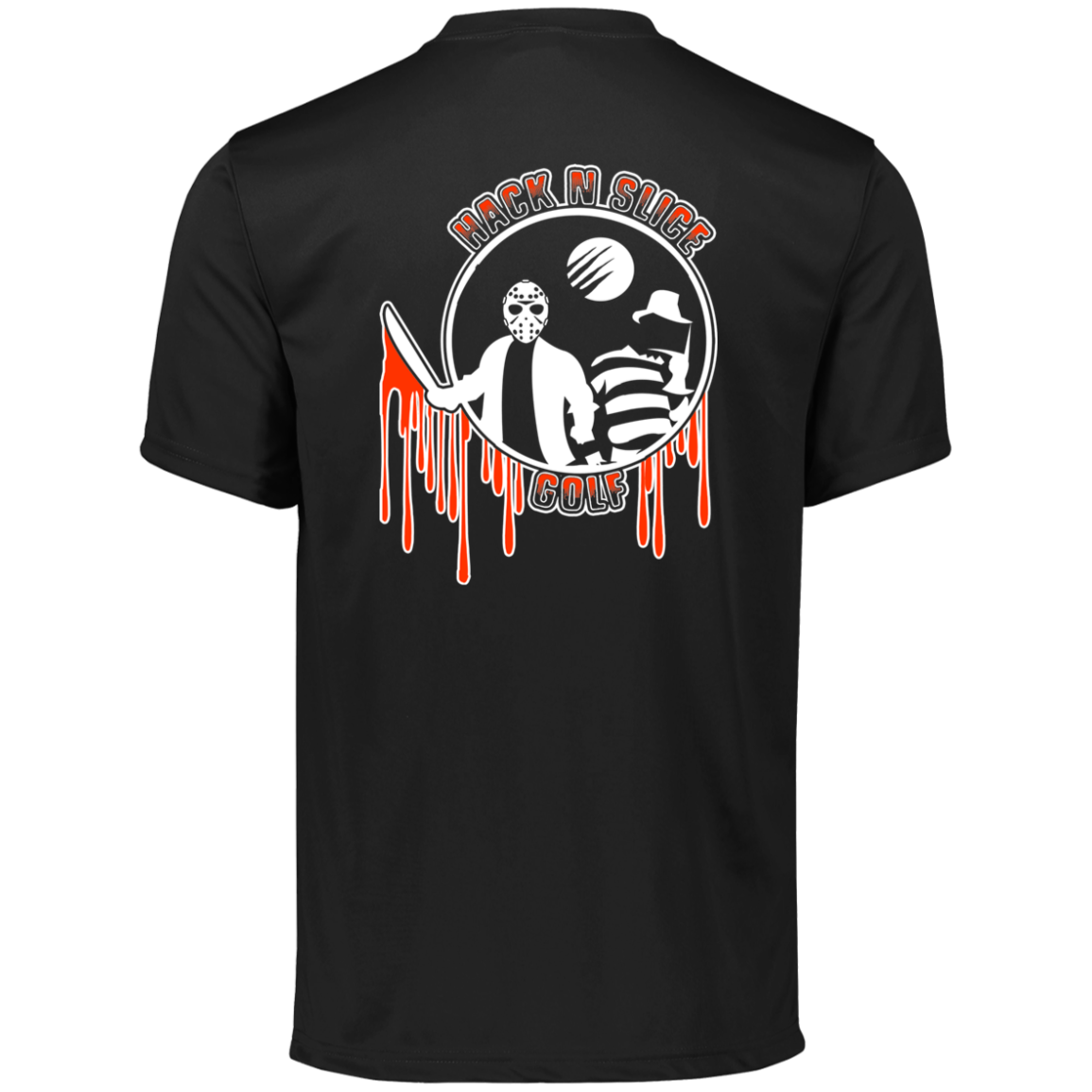 OPG Custom Design #23. Hack N Slice Golf. Freddy and Jason Fan Art. Men's Moisture-Wicking Tee