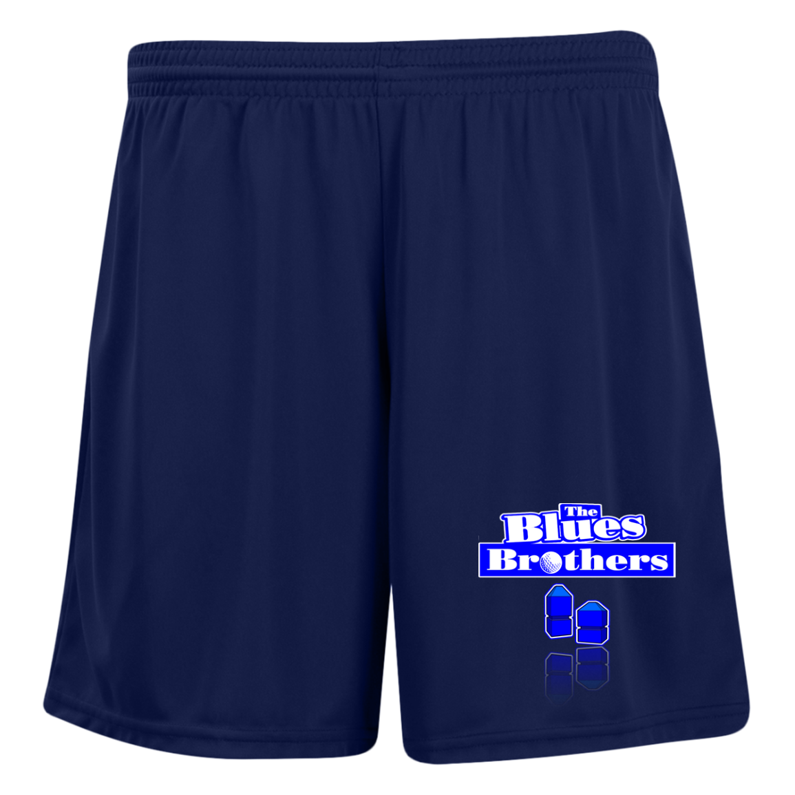 OPG Custom Design #3. Blue Tees Blues Brothers Fan Art. Ladies' Moisture-Wicking 7 inch Inseam Training Shorts