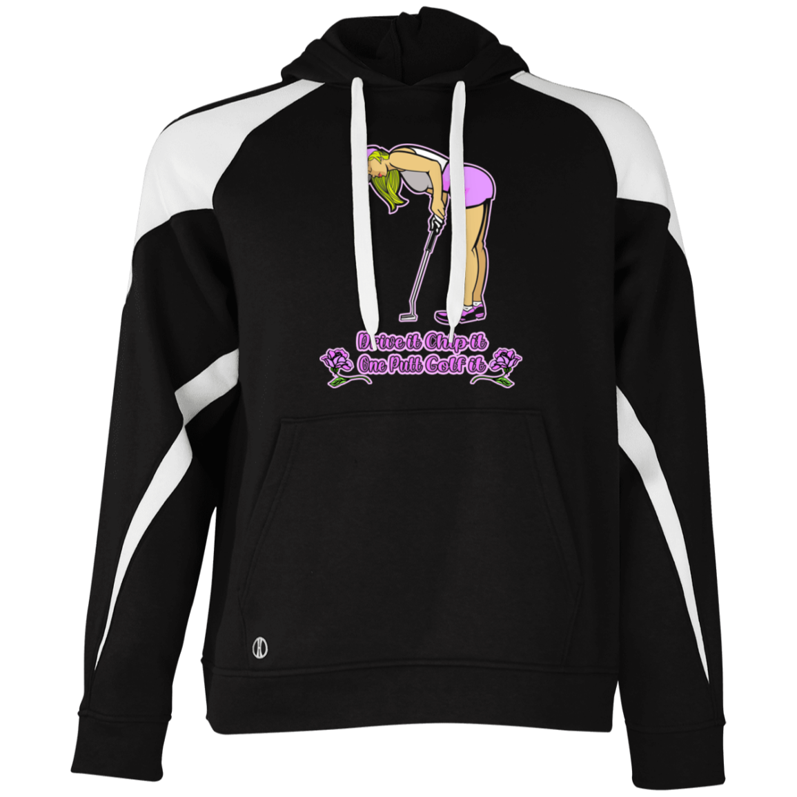 OPG Custom Design #13. Drive it. Chip it. One Putt Golf it. Colorblock Fleece Hoodie