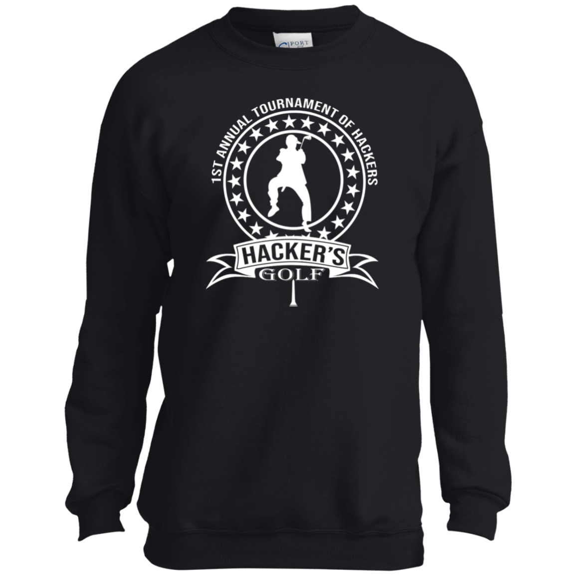 OPG Custom Design #20. 1st Annual Hackers Golf Tournament. Youth Crewneck Sweatshirt