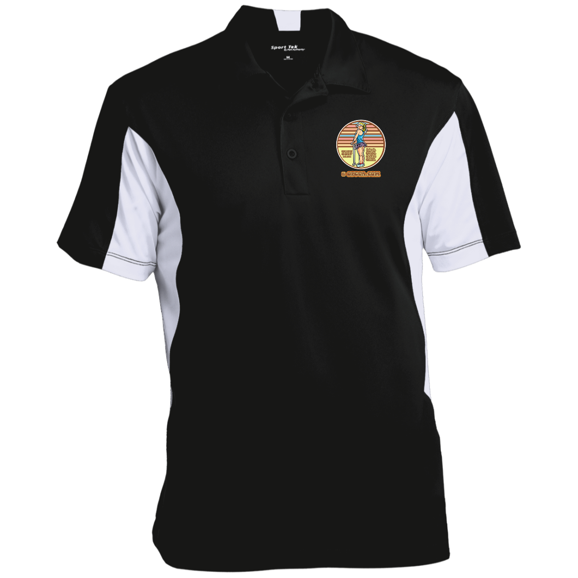 OPG Custom Design #28. Drive it. Chip it. One Putt golf it. Men's Colorblock Performance Polo